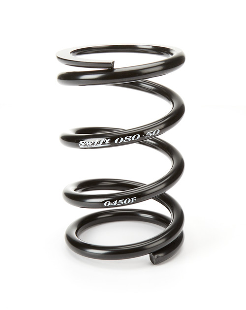 Swift Springs 080-500-450 F Coil Spring, Conventional, 5 in. OD, 8 in. Length, 450 lb/in Spring Rate, Front, Steel, Black Powder Coat, Each