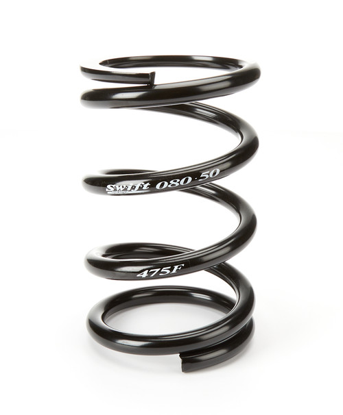 Swift Springs 080-500-475 F Coil Spring, Conventional, 5 in. OD, 8 in. Length, 475 lb/in Spring Rate, Front, Steel, Black Powder Coat, Each