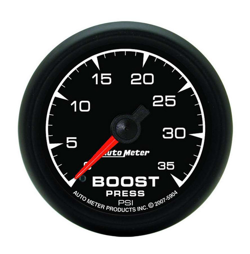 Autometer 5904 Boost Gauge, ES, 0-35 psi, Mechanical, Analog, 2-1/16 in. Diameter, Black Face, Each