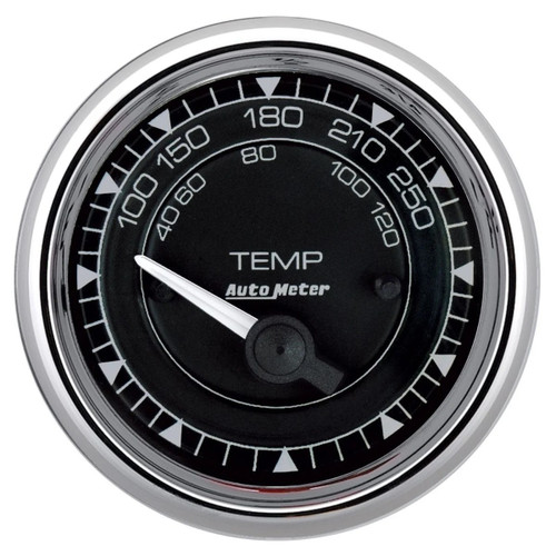 Autometer 9737 Water Temperature Gauge, Chrono Series, 100-250 psi, Electric, Short Sweep, 2-1/16 in. Diameter, Black Face, Each