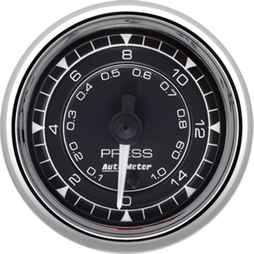 Autometer 9762 Fuel Pressure Gauge, Chrono Series, 0-15 psi, Electric, Full Sweep, 2-1/16 in. Diameter, Black Face, Each