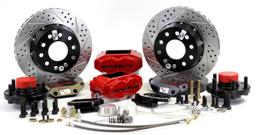 Baer Brakes 4301433R Brake System, SS4 Plus, Front, 4 Piston Caliper, 11.00 in. Drilled / Slotted Iron Rotor, 2-Piece Iron Rotor, Aluminum, Red Powdercoated, Chevy Corvette 1963-68, Kit