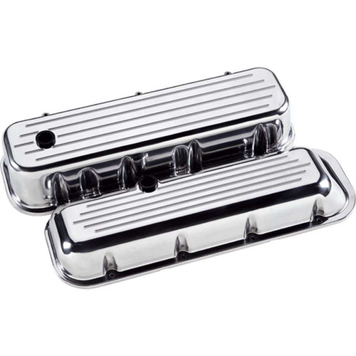 Billet Specialties 96120 Valve Cover, Tall, Baffled, Breather Hole, Grommets, Billet Aluminum, Polished, Big Block Chevy, Pair