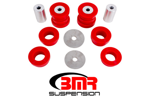 BMR Suspension BK047 Bushing Kit, Differential / Rear Cradle, Steel / Polyurethane, Red / Zinc Oxide, Ford Mustang 2015-24, Kit