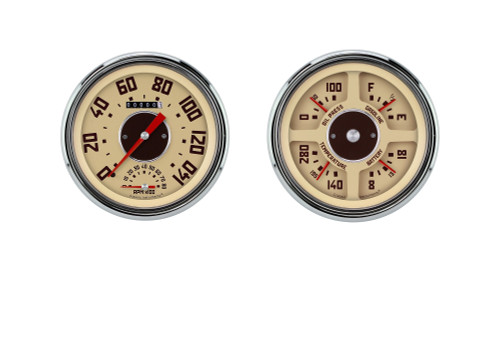Classic Instruments CT47GM62 Gauge Kit, GMC Truck Package, Analog, Fuel Level / Oil Pressure / Speedometer / Tachometer / Voltmeter / Water Temperature, Tan Face, GM Fullsize Truck 1947-53, Kit