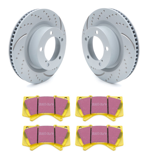 EBC Brakes USA Inc GD7435 Brake Rotor, GD Sport, Front, Directional / Dimpled / Slotted, 13.900 in. OD, Iron, Gray Paint, Lexus 2017-24 / Toyota 2007-22, Pair