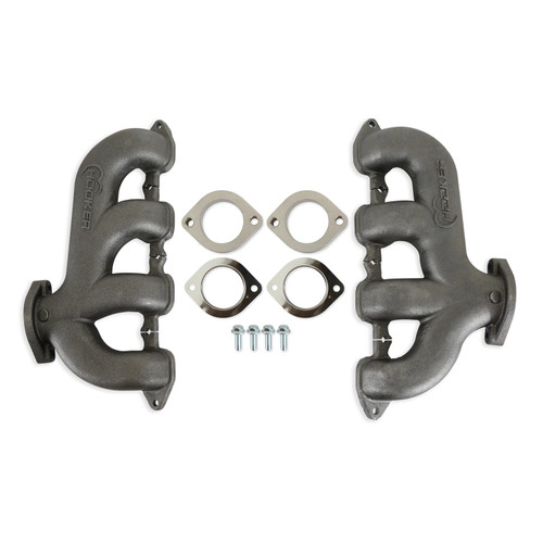 Hooker BHS5192 Exhaust Manifold, BlackHeart, Rear Dump, 2-1/2 in. Outlet, Cast Iron, Natural, GM LT-Series, Pair