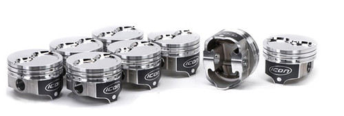 Icon Pistons IC840.040 Piston, Premium, Forged, 4.360 in. Bore, 1/16 x 1/16 x 3/16 in. Ring Grooves, Minus 23.7 cc, Mopar B-Series, Set of 8