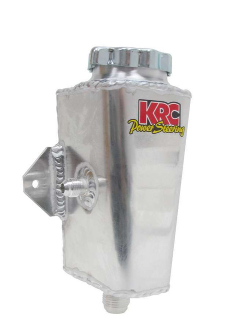 KRC Power Steering KRC 91515000 Power Steering Reservoir, Pro Series, Left Hand, 6 AN Male Inlet, 10 AN Male Outlet, Flat Mount, Aluminum, Clear Powdercoated, Each