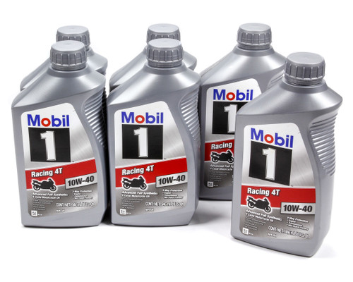 Mobil 1 122286 Motor Oil, 4T Motorcycle, 10W40, Synthetic, 1 qt, Set of 6