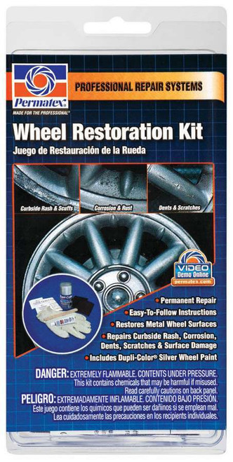 Permatex 9142 Wheel Restoration Kit, Metal Prep / Paint / Filler, Silver, Kit