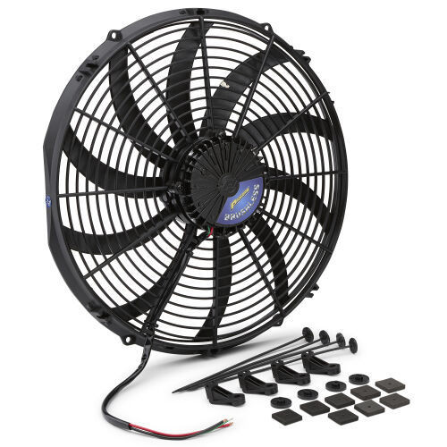 Proform 67037 Electric Cooling Fan, Ultra Performance, 16 in. Fan, 3300 CFM, 12V, Curved Blade, 16-1/2 x 15-3/4 x 3 in. Thick, Plastic, Each