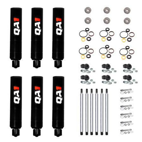 QA1 5Q68-DRY-6PK Shock, 5Q Series, Twintube, Rebuildable, 8 in. Travel, 2.062 in. OD, Dry Valve, Rear, Steel, Black Zinc Oxide, Street Stock, Set of 6