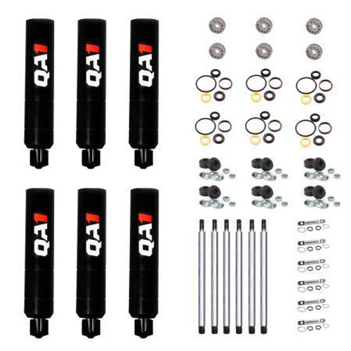 QA1 5Q93-DRY-6PK Shock, 5Q Series, Twintube, Rebuildable, 3 in. Travel, 2.062 in. OD, Dry Valve, Front, Steel, Black Zinc Oxide, Street Stock, Set of 6