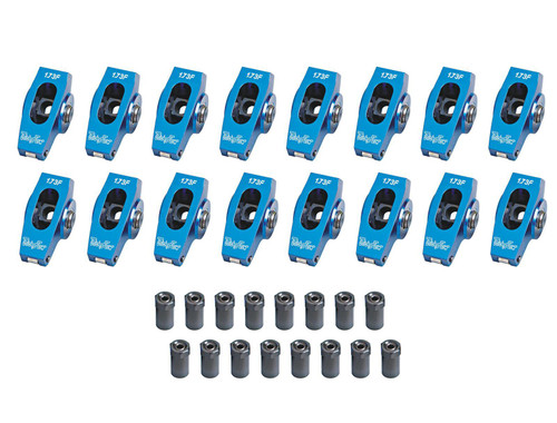 Trick Flow TFS-53400621 Rocker Arm, 7/16 in. Stud, 1.73 Ratio, Full Roller, Aluminum, Blue Anodized, Big Block Ford, Set of 16