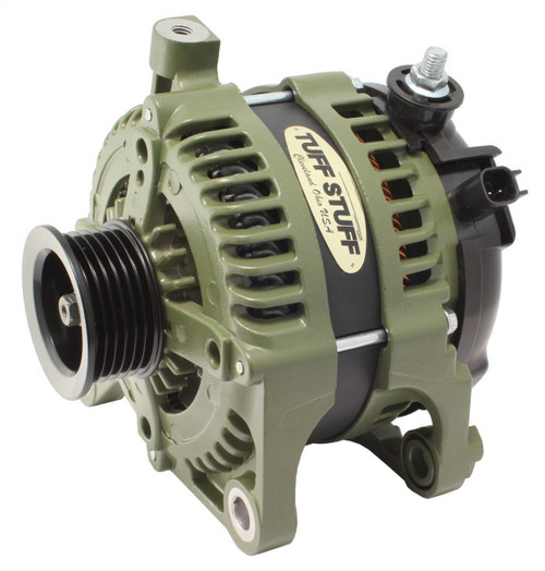 Tuff-Stuff 7513G Alternator, 175 amps, 12V, External Regulator, 6-Rib Serpentine Pulley, Aluminum Case, Army Green, Jeep Wrangler JK 2007-11, Each