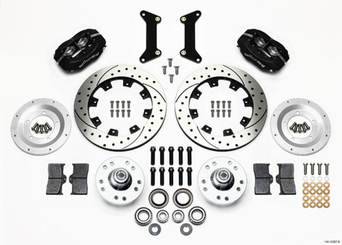 Wilwood 140-12297-D Brake System, Dynalite Big Brake, Front, 4 Piston Caliper, 12.19 in. Drilled / Slotted Iron Rotor, Aluminum, Black Powdercoated, GM G-Body 1980-87, Kit