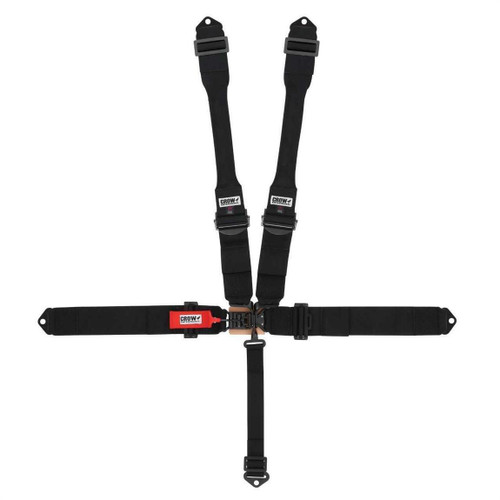 Crow Safety Gear 11004PRB Harness, 5 Point, Latch and Link, SFI 16.1, 52 in. Length, Pull Down Adjust, Bolt-On / Wrap Around, Individual Harness, Black Hardware, HANS Ready, Black, Kit