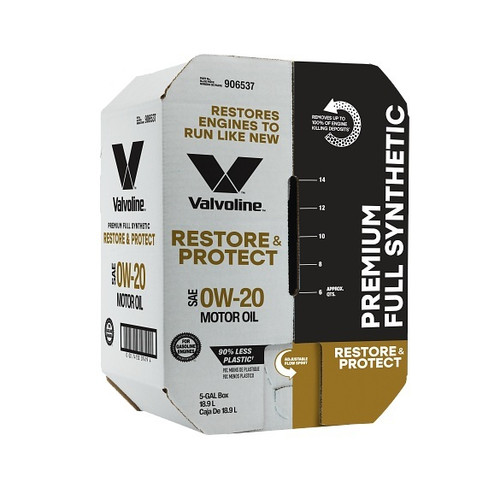 Valvoline 906537 Motor Oil, Restore and Protect, 0W20, Synthetic, 5 gal Box, Each