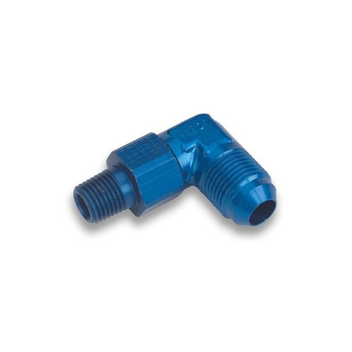 Earls 922108ERL Fitting -08 AN to 3/8 in. NPT, 90 Degree, Aluminum, Blue, Each