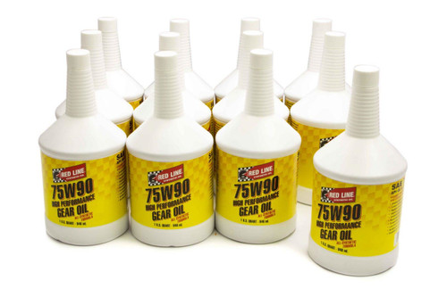 Redline Oil 57904 Gear Oil, 75W90, Limited Slip Additive, Synthetic, 1 qt Bottle, Set of 12