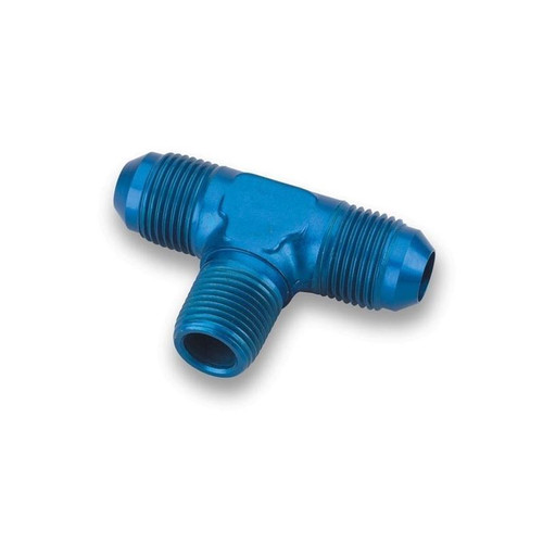 Earls 982508ERL Tee Fitting -08 AN to 3/8 in. NPT, Aluminum, Blue, Each