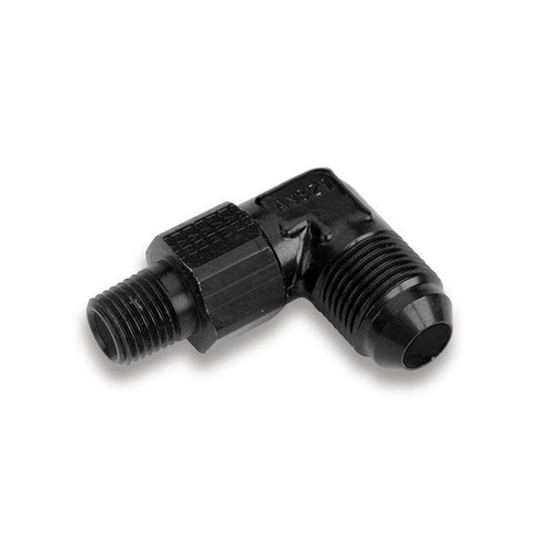 Earls AT922110ERL Fitting -10 AN to 1/2 in. NPT, 90 Degree, Aluminum, Black, Each