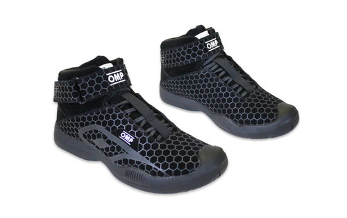 Omp Racing, Inc. IC0-0832-A01-071-9.5 Pit Crew Shoes, Mid-Top, SFI 3.3/5, Fire Retardant, Black, Size 9-1/2, Pair