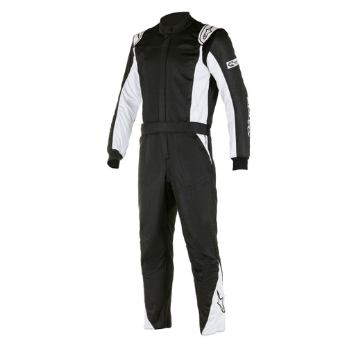 Alpinestars USA 3352822-119-56 Driving Suit, Atom, 1-Piece, SFI 3.2A/5, Boot-Cut, Dual Layer, Fire Retardant Fabric, Black/Silver, Size 56, Large, Each