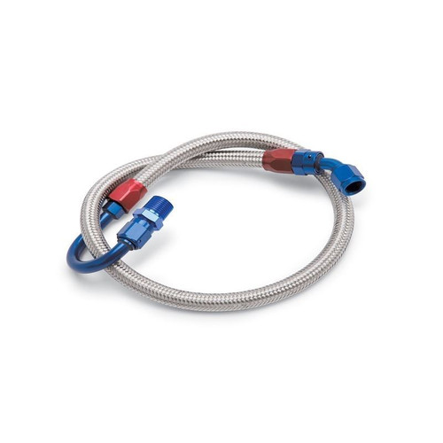 Edelbrock 8125 3/8 NPT to -06 AN Braided Stainless Steel Fuel Hose Kit. Red/Blue