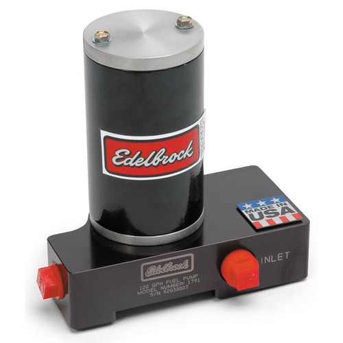 Edelbrock 1791 Quiet-Flo Electric Fuel Pump, 3/8 in. Inlet/Outlet, Black, Aluminum