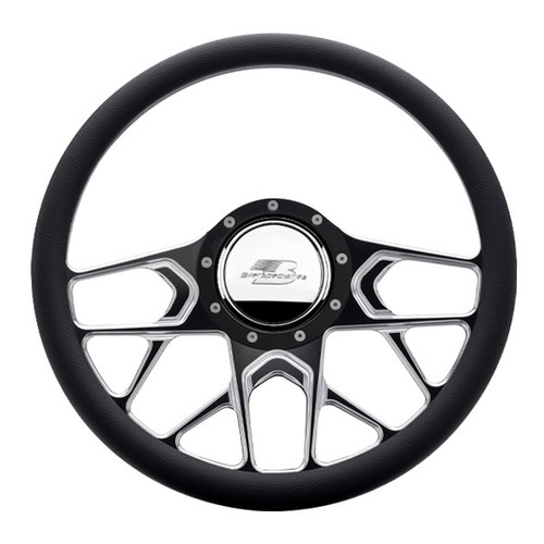 Billet Specialties BC30107 Steering Wheel, Redline, 14 in. Diameter, 2 in. Dish, 10 Spoke, Milled Finger Notches, Aluminum, Black Anodized/Machined, Each