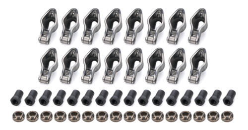 PRW Industries, Inc. 68327316 Rocker Arm, Sportsman, 3/8 in. Stud Mount, 1.60 Ratio, Roller Tip, Self-Align, Steel, Small Block Chevy, Set of 16