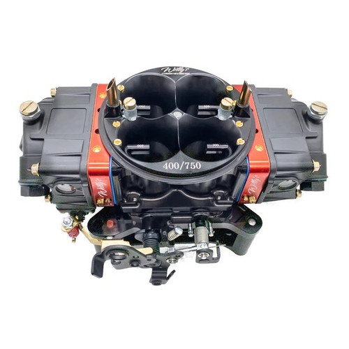 Willys Carb 86043EQ Carburetor, Equalizer, Model 4150, 4-Barrel, 750 CFM, Square Bore, No Choke, Mechanical Secondary, Dual Inlet, Aluminum, Black Powder Coat/Red Anodized, E85, 604 Crate Engine, Each