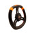 MPI USA MPI-KQS2-11 Steering Wheel, Quarter Midget, 10.75 in. Diameter, 1.25 in. Dish, 3-Spoke, Black Synthetic Grip, Orange Stripes, Aluminum, Black Anodized, Each