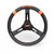 Mpi Usa MPI-KMD-15 Steering Wheel, Dirt karting / Micro sprint / Mini outlaw, 15 in Diameter, 2-1/4 in Dish, 3-Spoke, Synthetic Grip, Orange Stripe, Aluminum, Black Anodized, Each