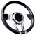 Flaming River FR20150 Steering Wheel, Waterfall, 13-13/16 in Diameter, 3-Spoke, Black Leather Grip, Aluminum, Polished, Each