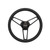 Grant 1909 Steering Wheel, Billet Series for Jeep, 14-3/4 in Diameter, 3-Spoke, Black Leather Grip, Jeep Logo, Billet Aluminum, Black Anodized, Each