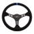 Grant 696 Steering Wheel, Suede Series, 13-3/4 in Diameter, 3-1/2 in Dish, 3-Spoke, Black Suede Grip, Blue Stripe, Aluminum, Black Anodized, Each