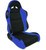 Scat Enterprises 80-1606-65R Seat, Sportsman Suspension 1606 Series, Passenger Side, Sliders, Reclining, Side Bolsters, Harness Openings, Velour, Black / Blue, Each