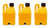 Flo-Fast 50104-3 Utility Jug, Stackable, 5 gal, 11 x 11-1/4 x 18-1/2 in Tall, O-Ring Seal Cap, Petcock Vent, Square, Plastic, Yellow, Set of 3