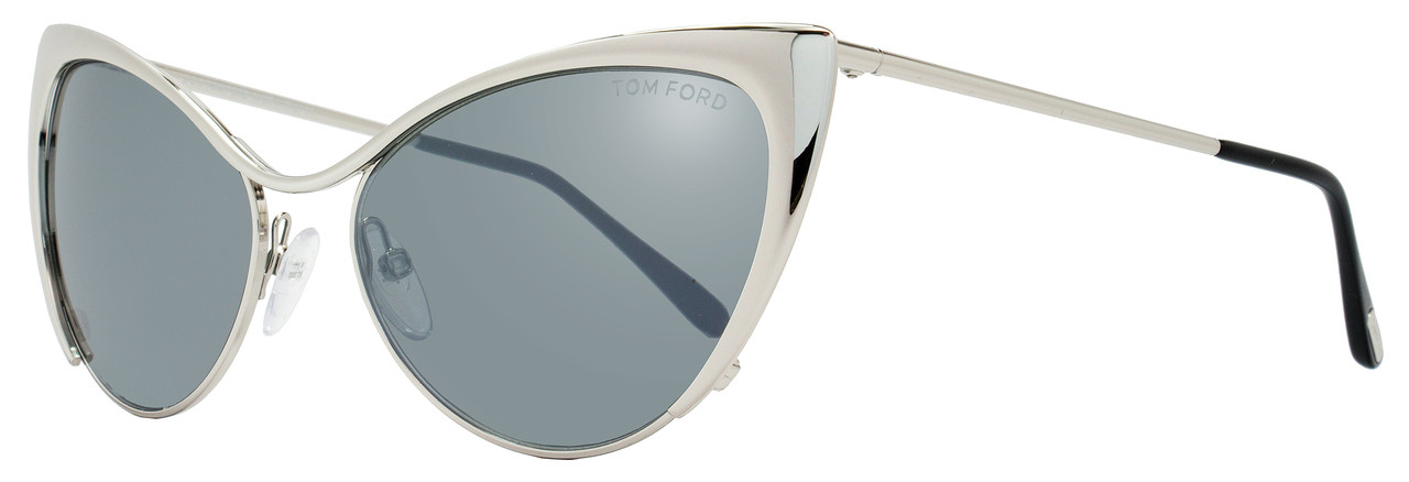 Tom Ford Cateye Sunglasses TF304 Nastasya 16C Shiny Palladium/Silver FT0304