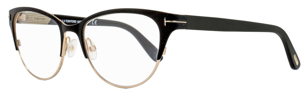 Tom Ford Cateye Eyeglasses TF5318 002 Size: 53mm Satin Black/Gold FT5318