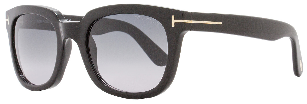 Tom Ford Square Sunglasses TF198 Campbell 01B Shiny Black/Gold FT0198