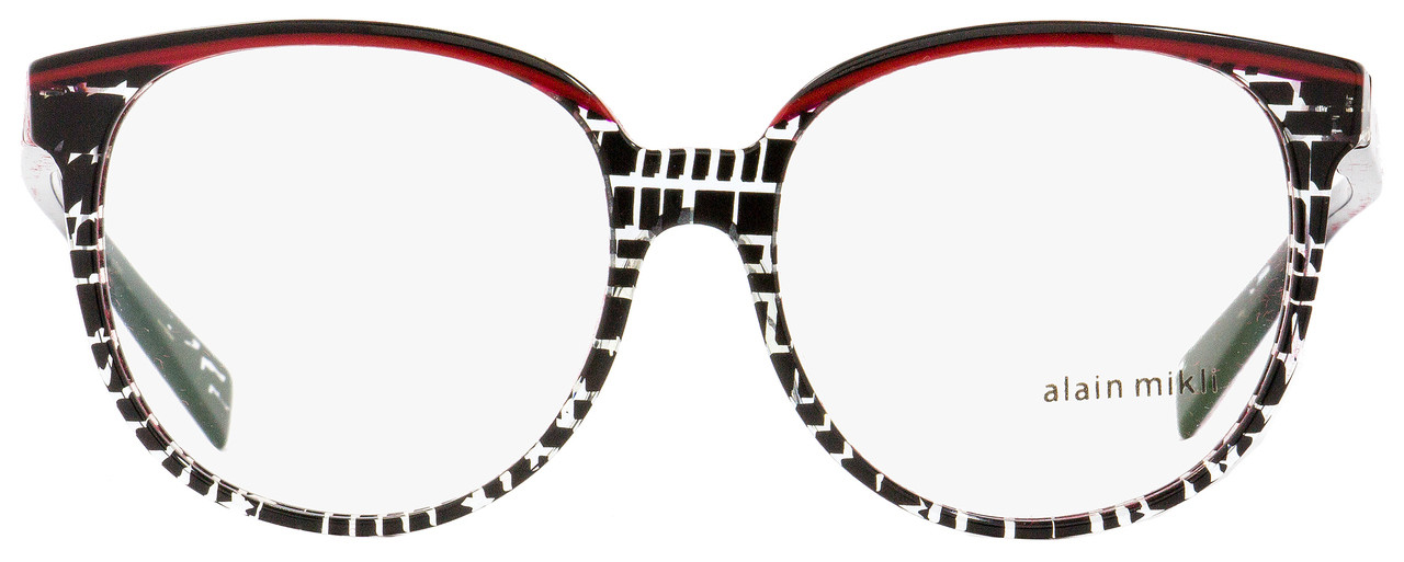 Alain Mikli Oval Eyeglasses A03050 E009 Black Red Crystal 55mm 3050