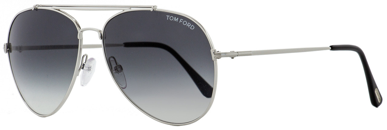 Tom Ford Aviator Sunglasses TF497 Indiana 18B Rhodium/Black 60mm FT0497