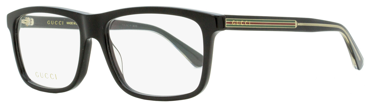 Gucci Rectangular Eyeglasses GG0384O 004 Black/Transparent 57mm 0384