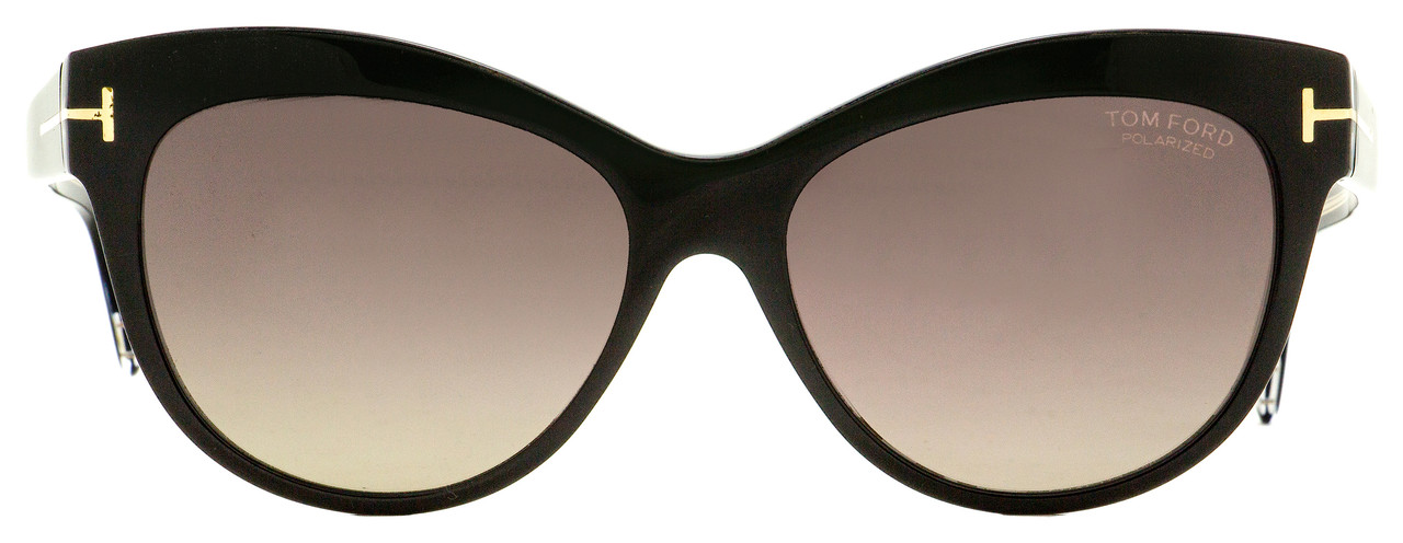 Tom Ford Butterfly Sunglasses TF430 Lily 05D Black/Crystal Polarized 56mm  FT0430