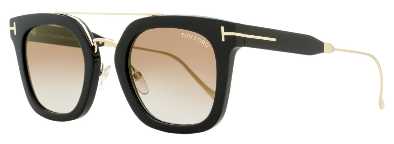 Tom Ford Rectangular Sunglasses TF541 Alex-02 01F Black/Gold 51mm FT0541