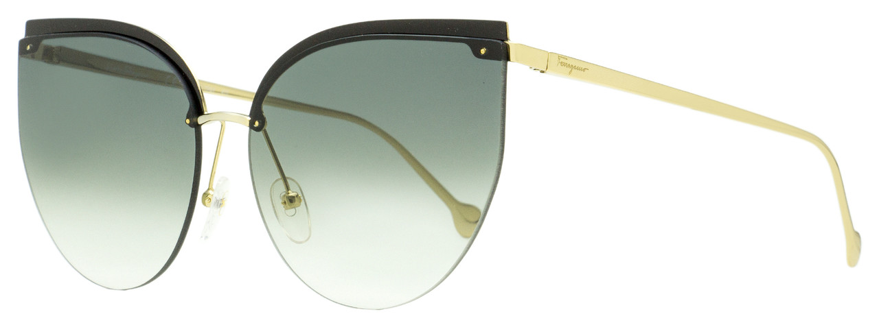 Salvatore Ferragamo Rimless Sunglasses SF195S 738 Gold/Black 64mm 195